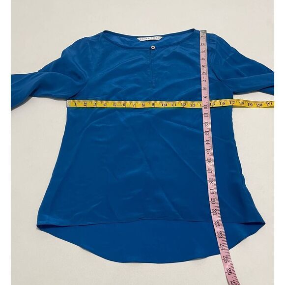 Trina Turk Keyhole Flowy Silk Blouse Blue Small - Picture 4 of 13